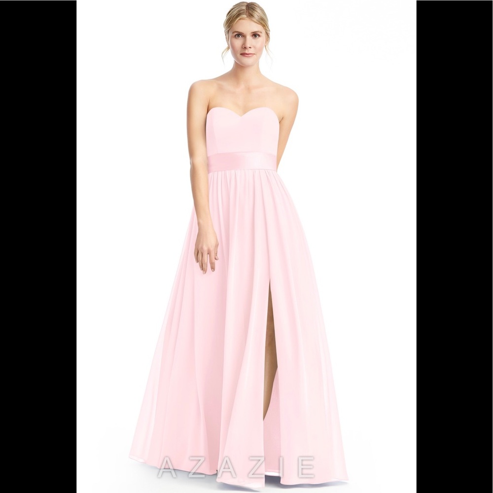 Azazie Fiona dress in blushing pink
